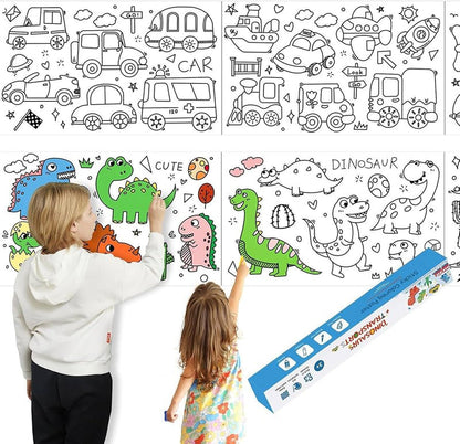 Rollo de papel para dibujar para niños - 3 metros, se adhiere a cualquier pared, No deja marcas