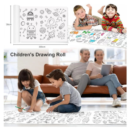 Rollo de papel para dibujar para niños - 3 metros, se adhiere a cualquier pared, No deja marcas
